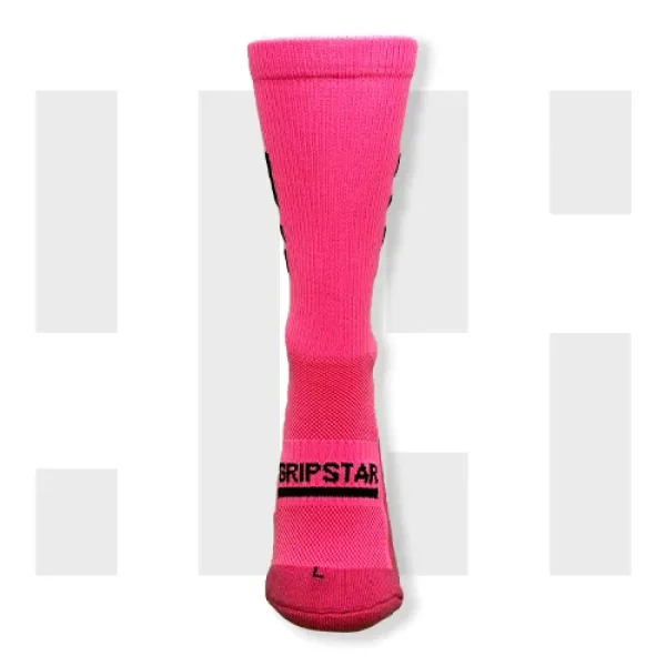 PINK CREW SOCK - GRIP STAR