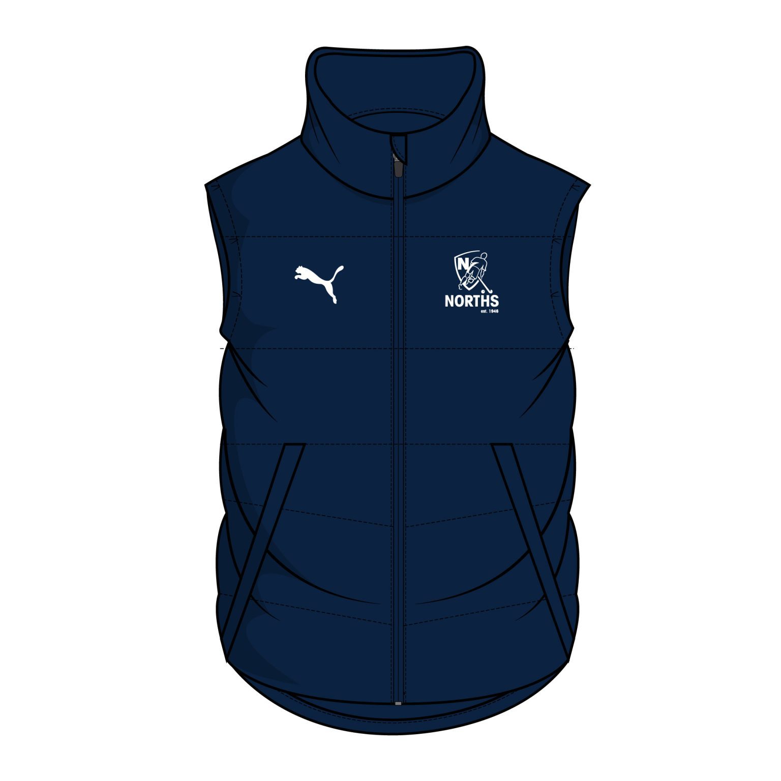 Puma liga padded vest navy Norths Hockey Sportsclique Shop