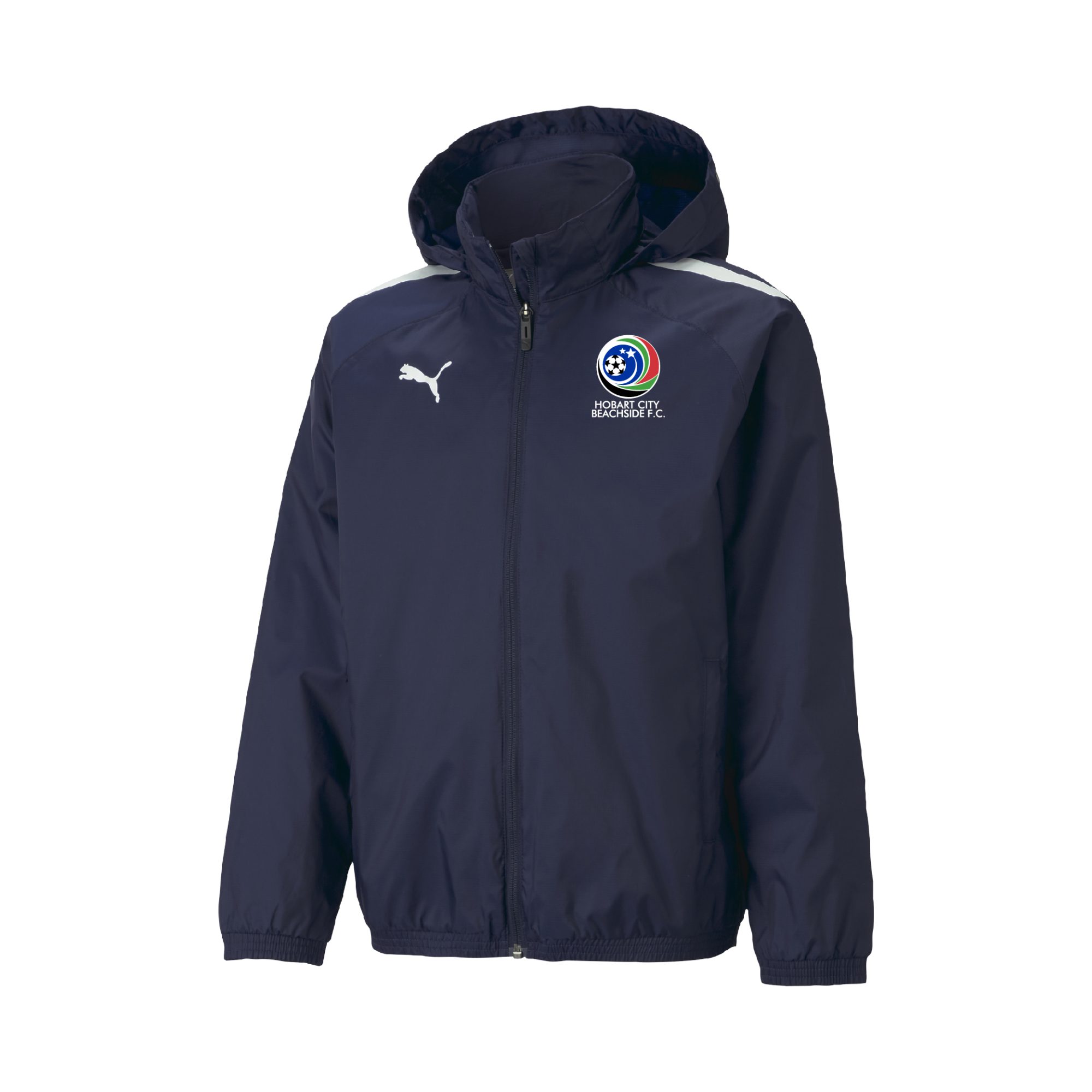 Puma team liga all weather jacket navy with logo - Sportsclique Shop