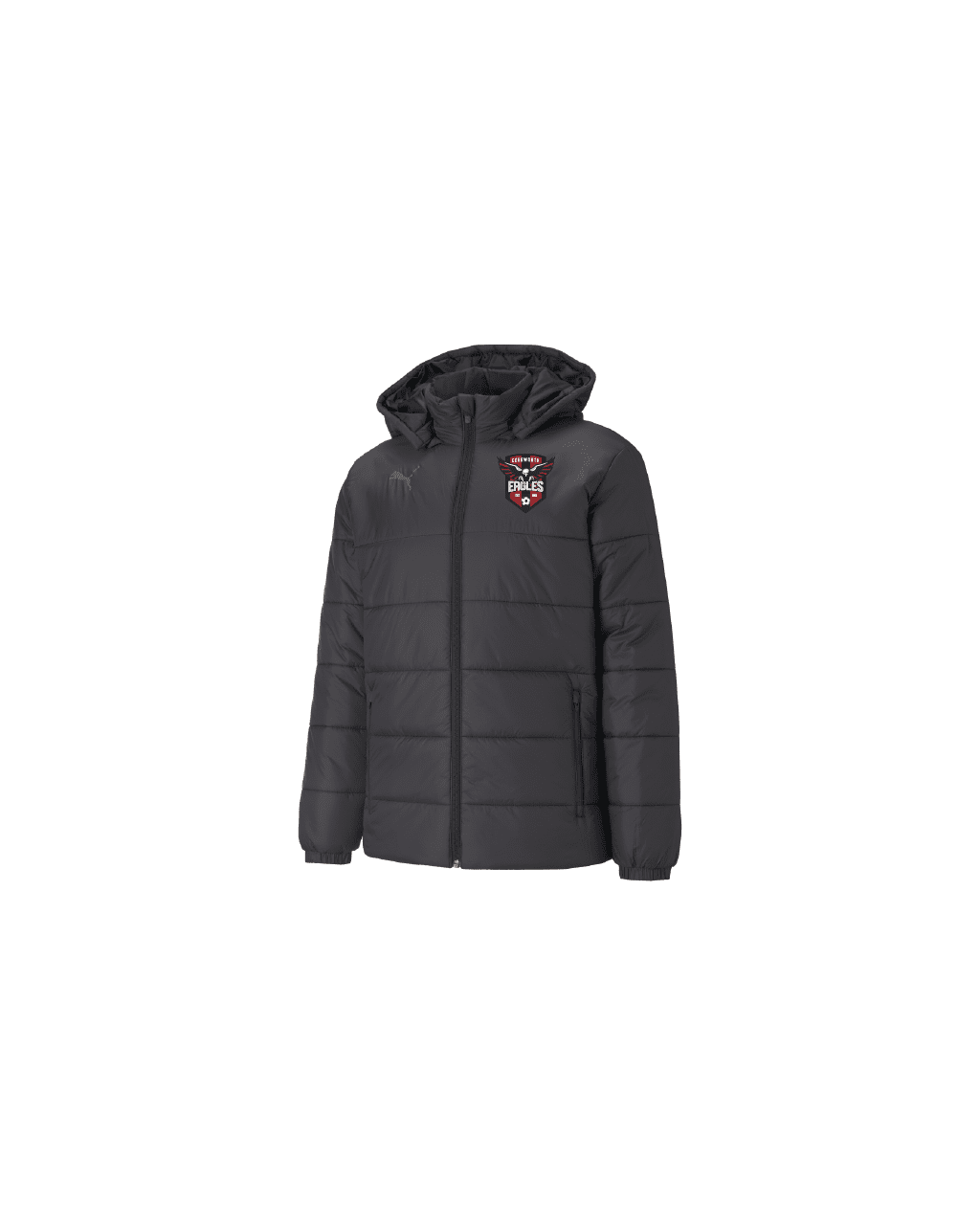 Puma liga padded jacket black with logo - Edgeworth FC - Sportsclique Shop