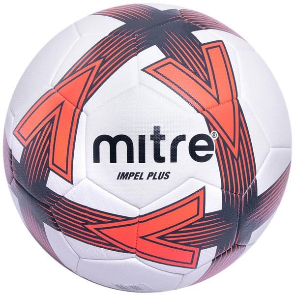 Mitre Impel Plus Football - WHITE/NAVY/ORANGE SIZE 4