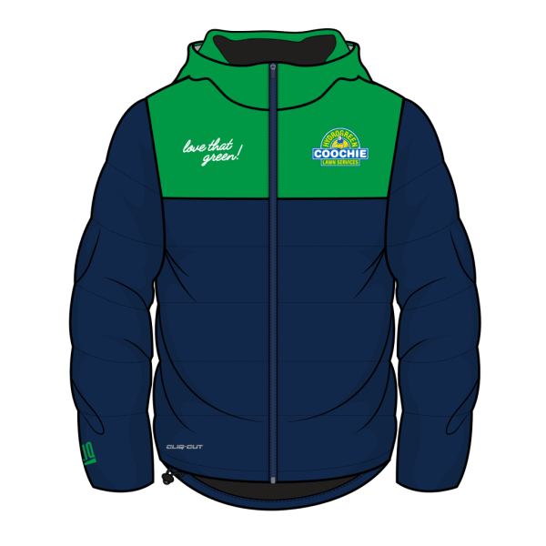 Coochie navy/green chest fleece lined padded jacket unisex