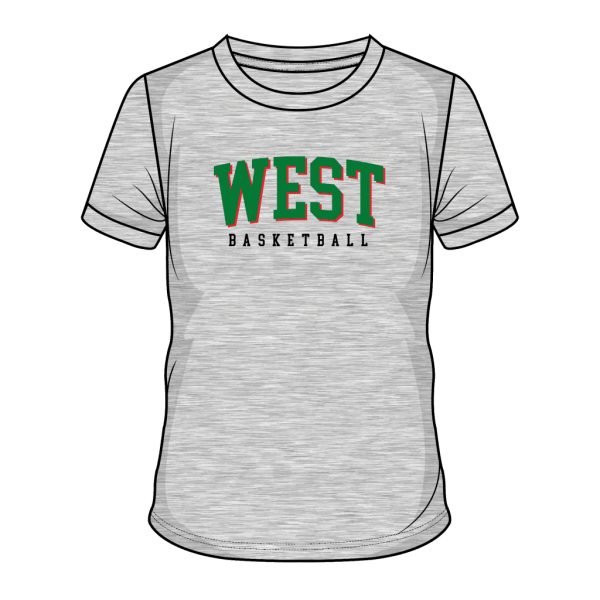 WEST Grey Tee GREEN/RED LOGO