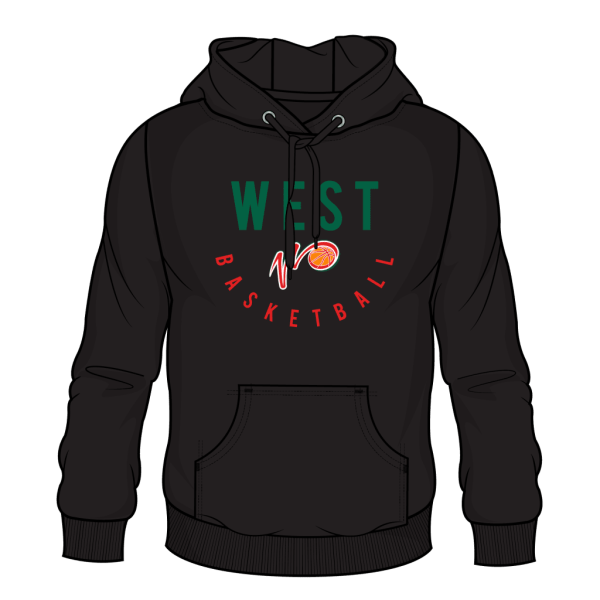 WEST adults BLACK hoody green/red LOGO