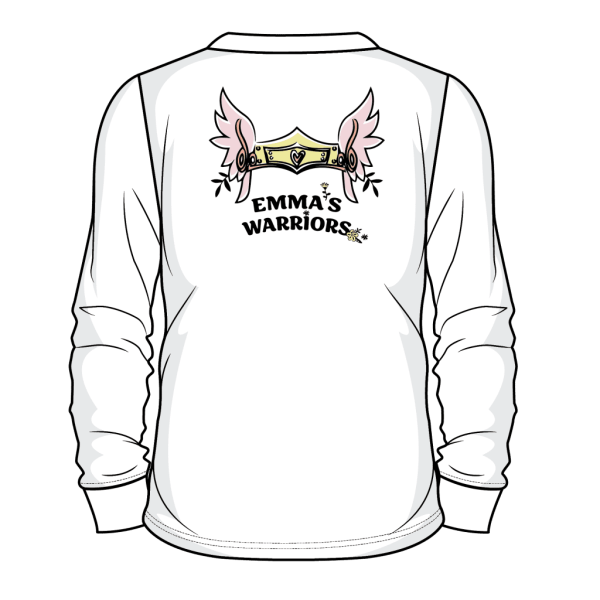 White long sleeve tee adults - Emma's Warriors