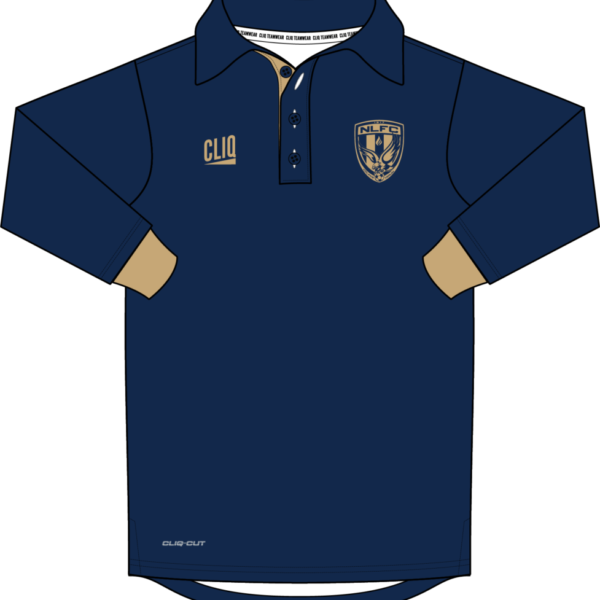 NLFC CLIQ CUSTOM Long Sleeve POLO NAVY-6 weeks delivery
