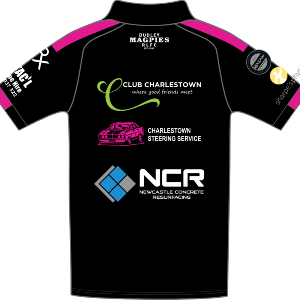 SC1007M RAGLAN SLEEVE POLO_DUDLEY MAGPIES RLFC 1st GRADE WOMENS 2026 back Dudley Magpies Club Polo Womens - 6 WEEKS DELIVERY
