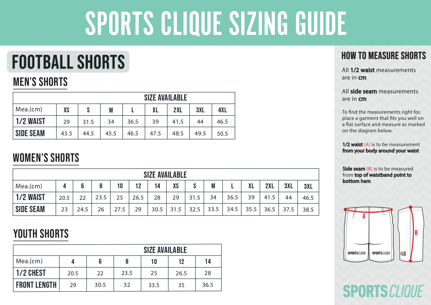 Sizing 2 SPORTS CLIQUE FOOTBALL SHORTS SIZING CHART page 0001