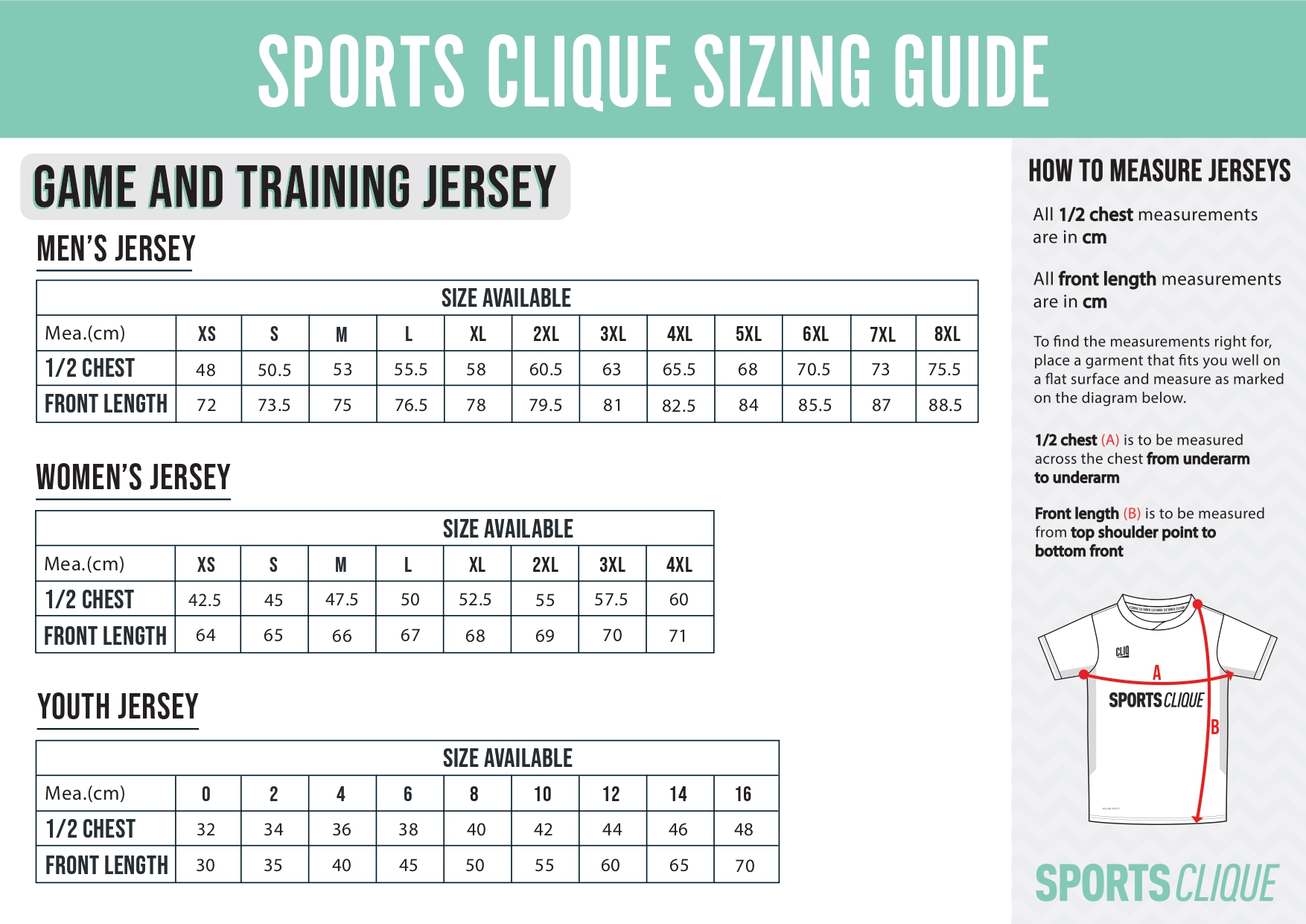 Sizing 1 SPORTS CLIQUE GAME TRAINING JERSEY SIZING CHART page 0001