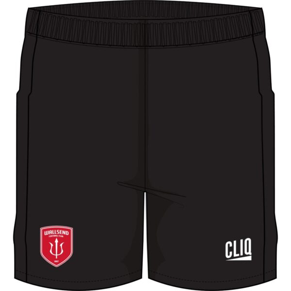 WALLSEND FC_BLK SHORTS CLIQ BLACK Shorts + LOGO - Wallsend FC
