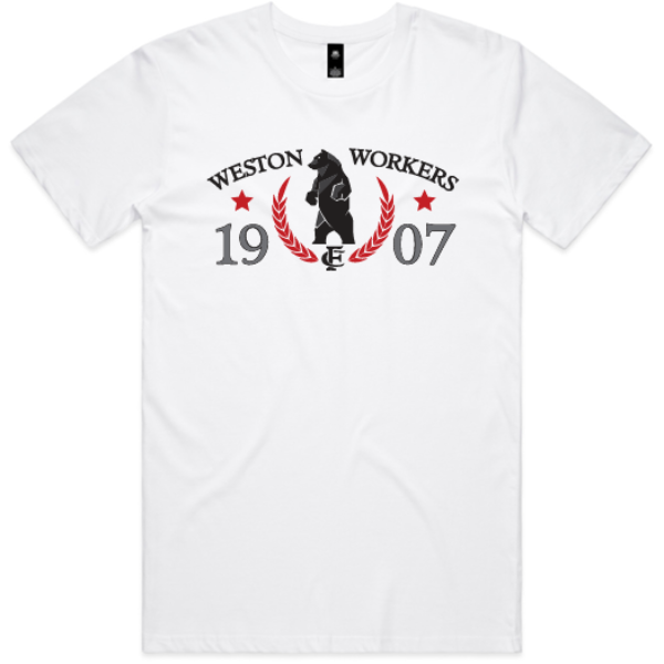 Weston FC - AS Staple Tee WHITE- '1907 BEAR' - VARSITY PRINT' - 10/14 days - Weston FC